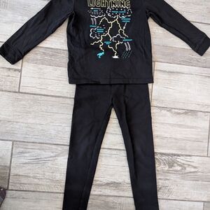 Black Lightning Graphic Pajama Set